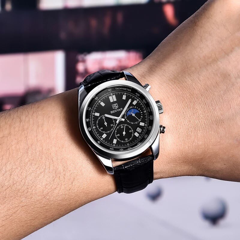 BENYAR ORIGINAL LEATHER STRAP WATCH