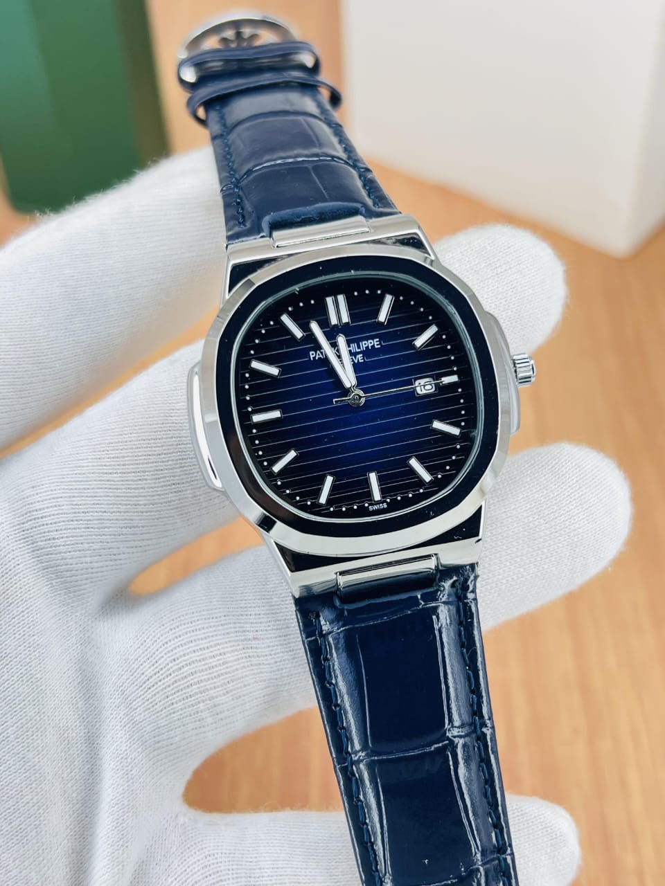 Patek Philippe Leather Strap Watch – Full blue