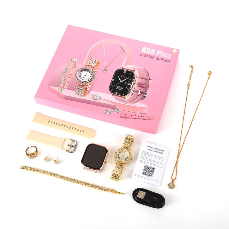A58 Plus Ladies Smartwatch – Combo Set 8in1